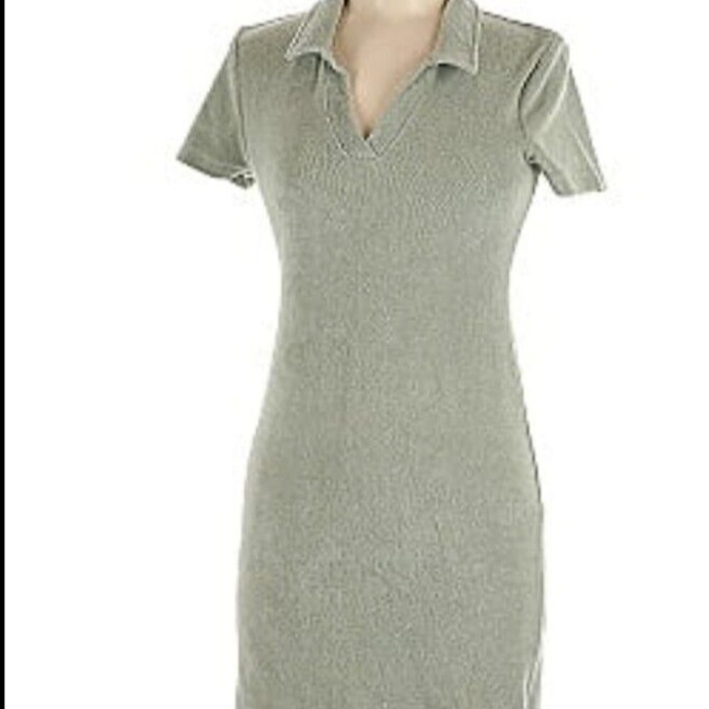 Topshop Women's Size 8 Casual Terry Dress New Sage Collared